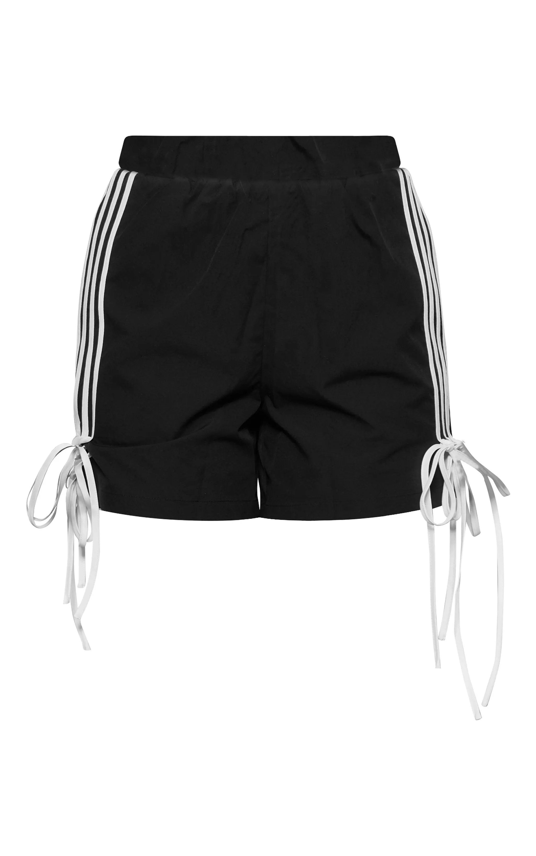 Short long en nylon noir à détail noeud