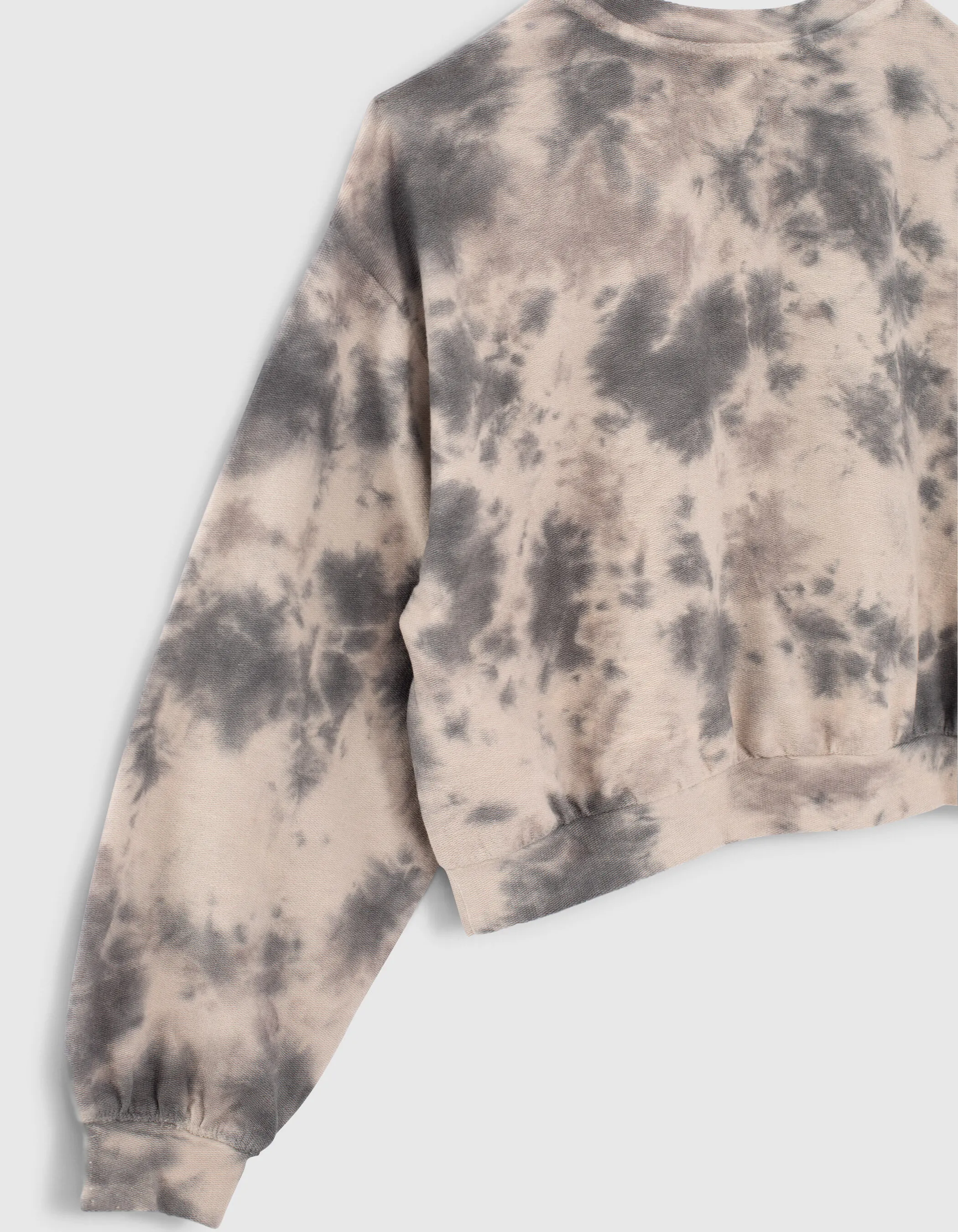 Sweat cropped blanc et noir tie and dye fille