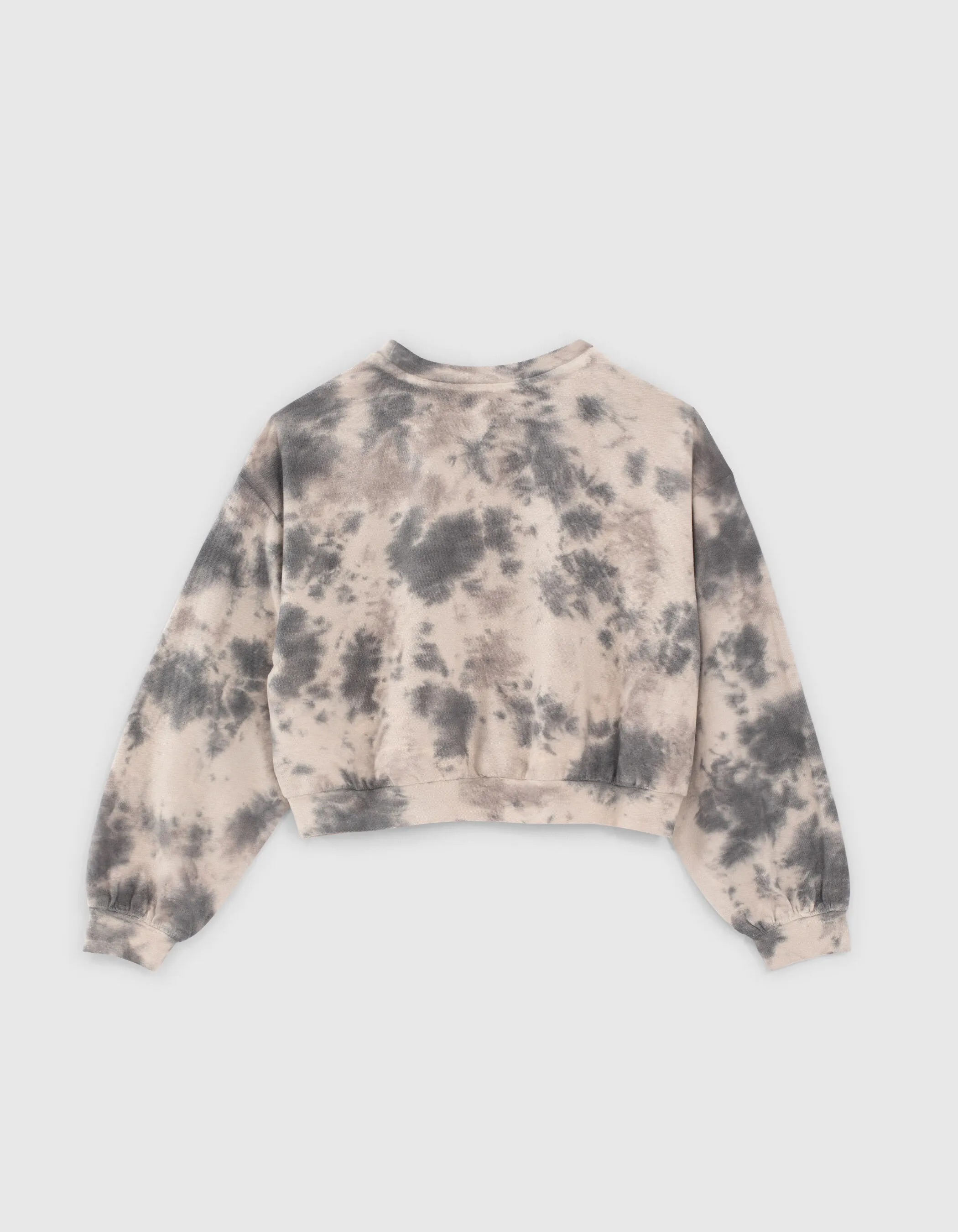 Sweat cropped blanc et noir tie and dye fille