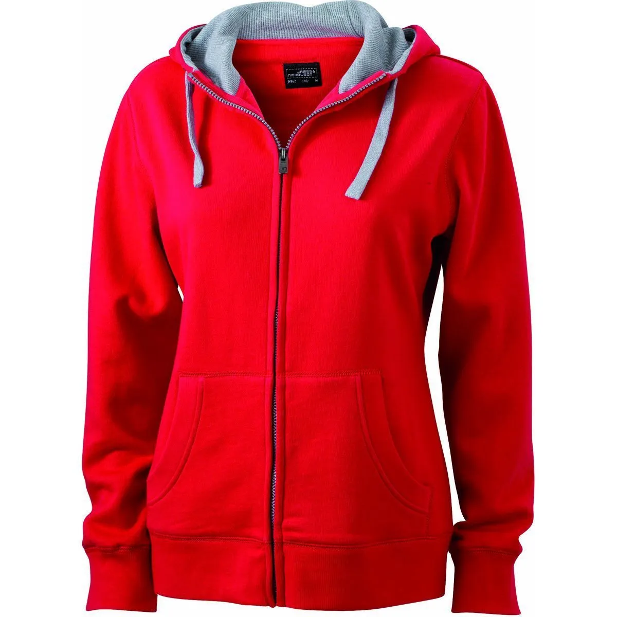 Sweat zippé à capuche femme - JN962 - rouge 