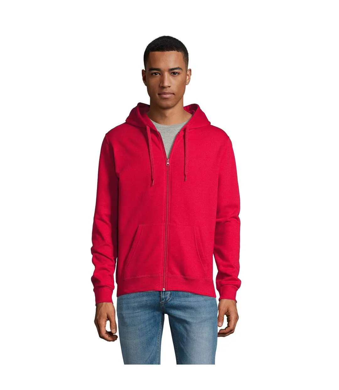 Sweat à capuche et fermeture zippée homme rouge SOLS