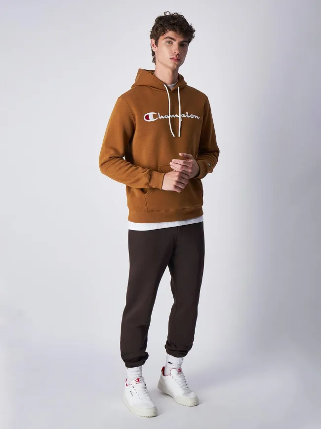 Sweat à capuche logo brodé marron homme - Champion | wimod