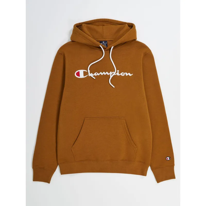 Sweat à capuche logo brodé marron homme - Champion | wimod