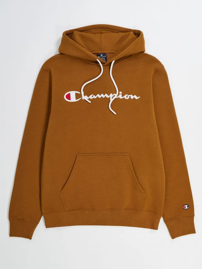 Sweat à capuche logo brodé marron homme - Champion | wimod