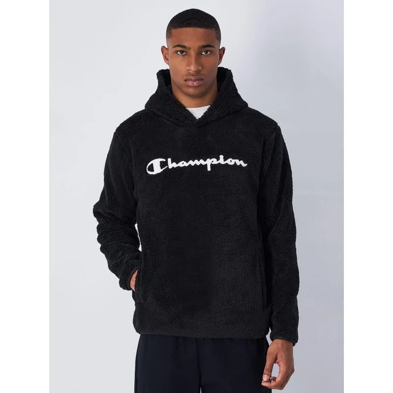 Sweat à capuche peluche noir homme - Champion | wimod