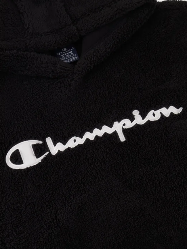 Sweat à capuche peluche noir homme - Champion | wimod