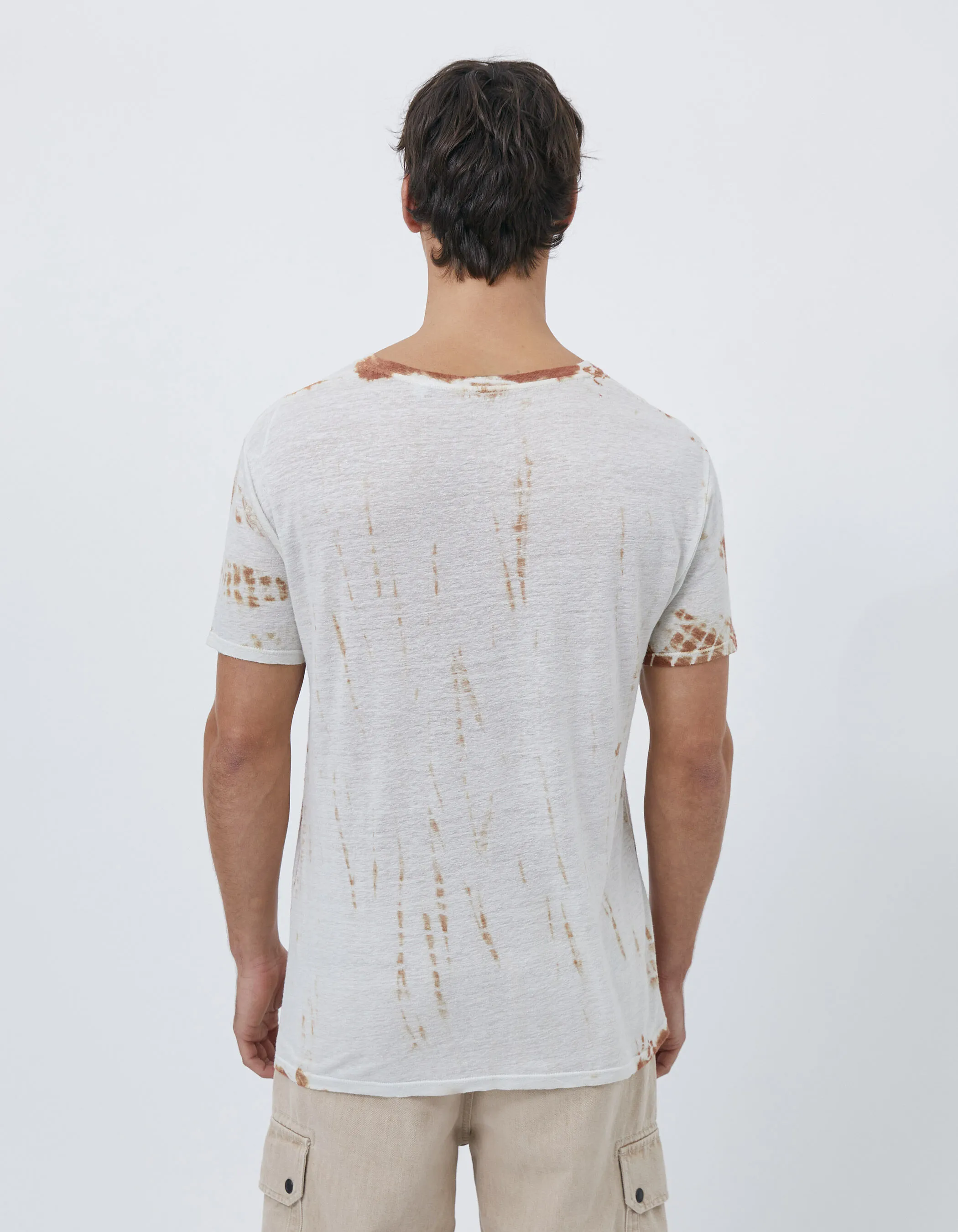 Tee-shirt à motif tie and dye terracotta Homme