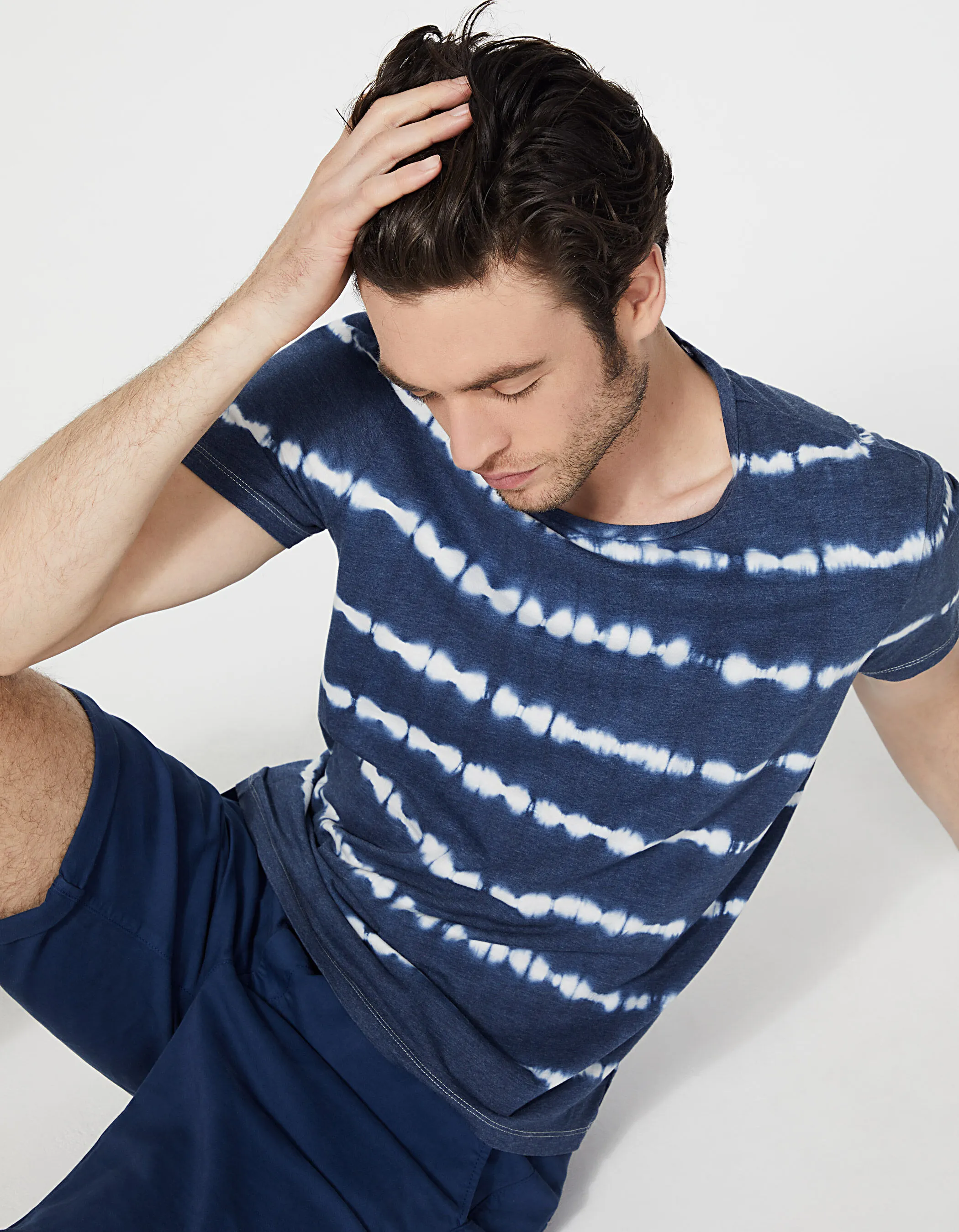 Tee-shirt indigo tie and dye Homme