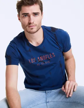 Tee-shirt indigo tie and dye Los Angeles Homme