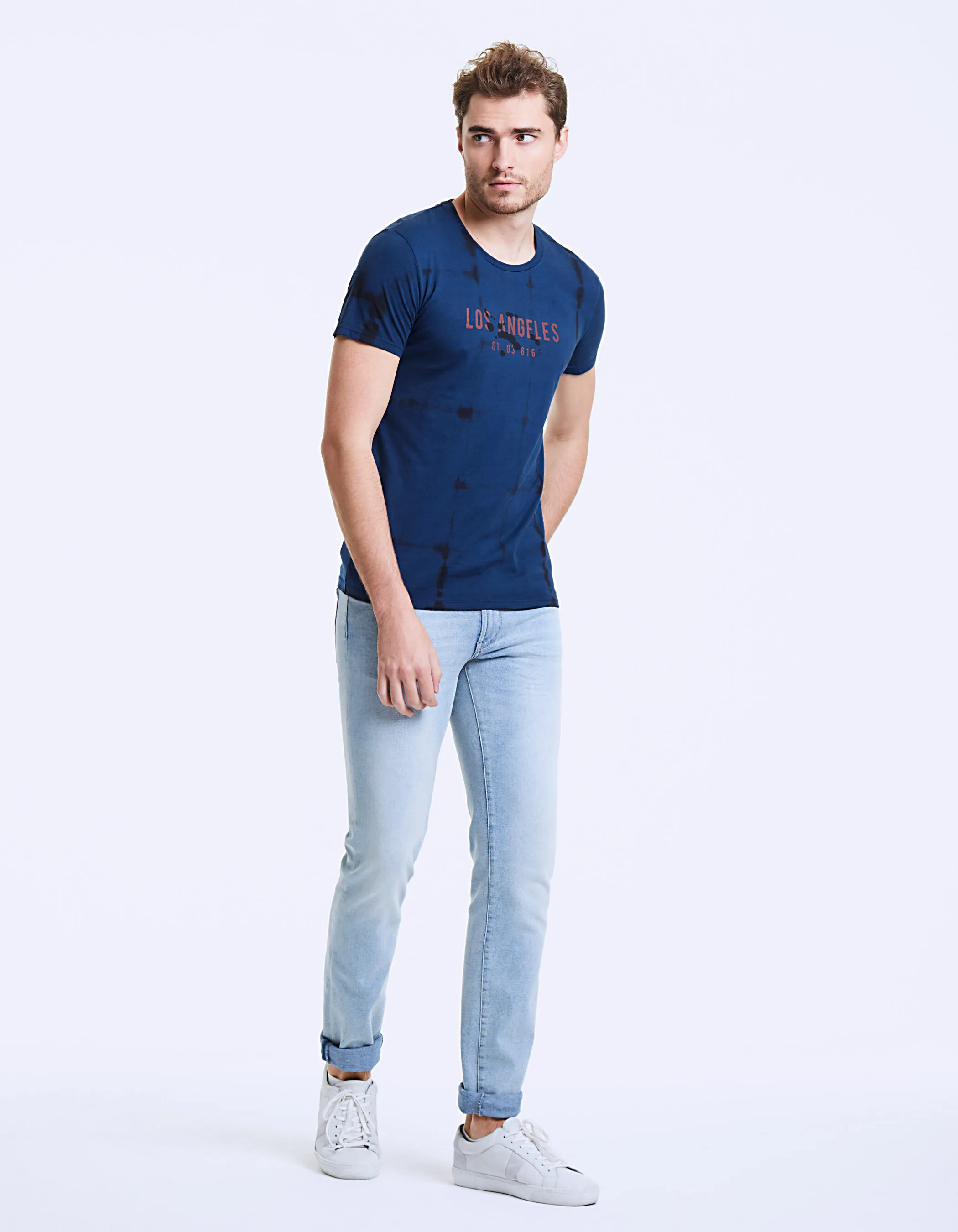 Tee-shirt indigo tie and dye Los Angeles Homme