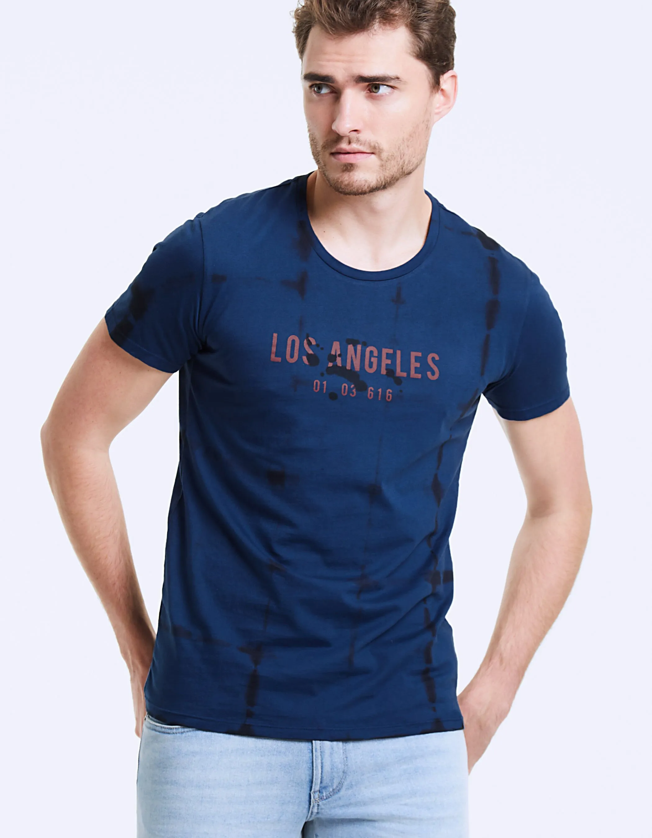 Tee-shirt indigo tie and dye Los Angeles Homme