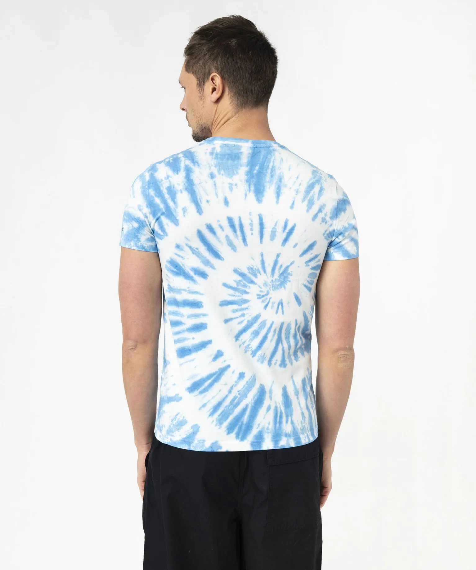 tee-shirt manches courtes tie-and-dye a motif homme - rick morty bleu tee-shirts