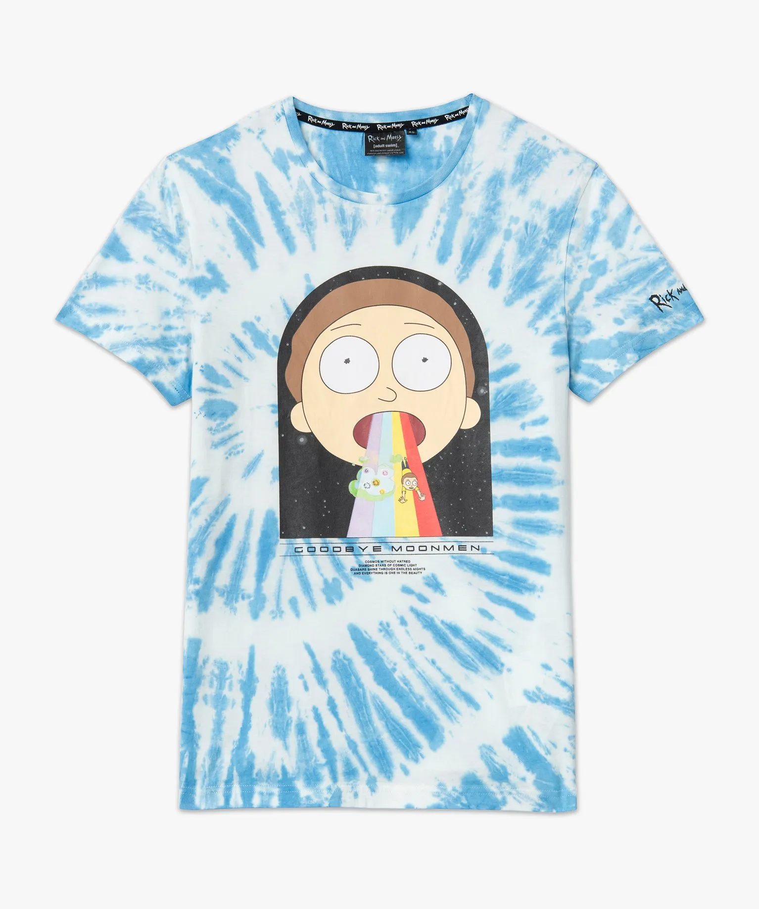 tee-shirt manches courtes tie-and-dye a motif homme - rick morty bleu tee-shirts