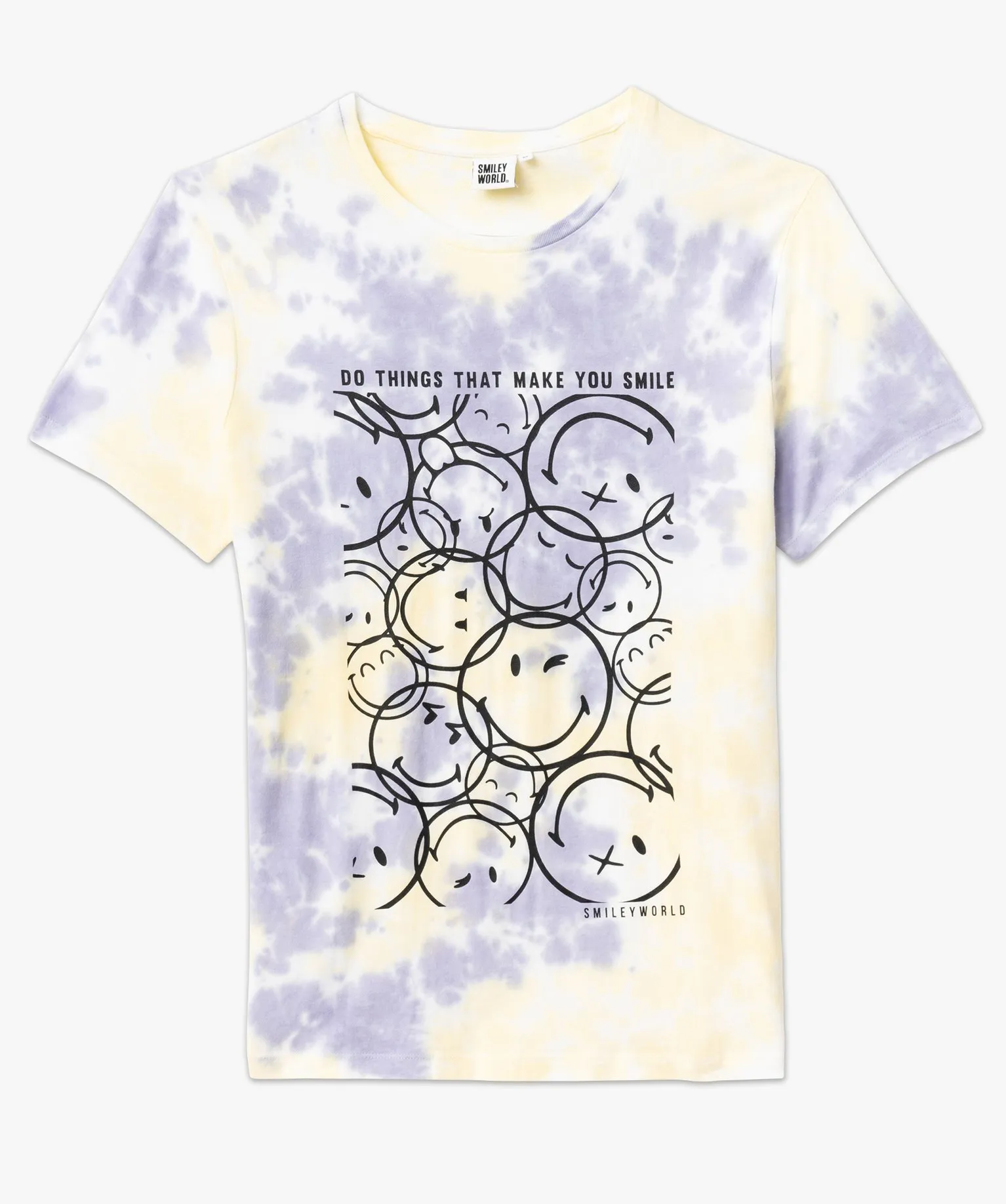 tee-shirt manches courtes tie-and-dye a motifs homme - smiley world violet tee-shirts