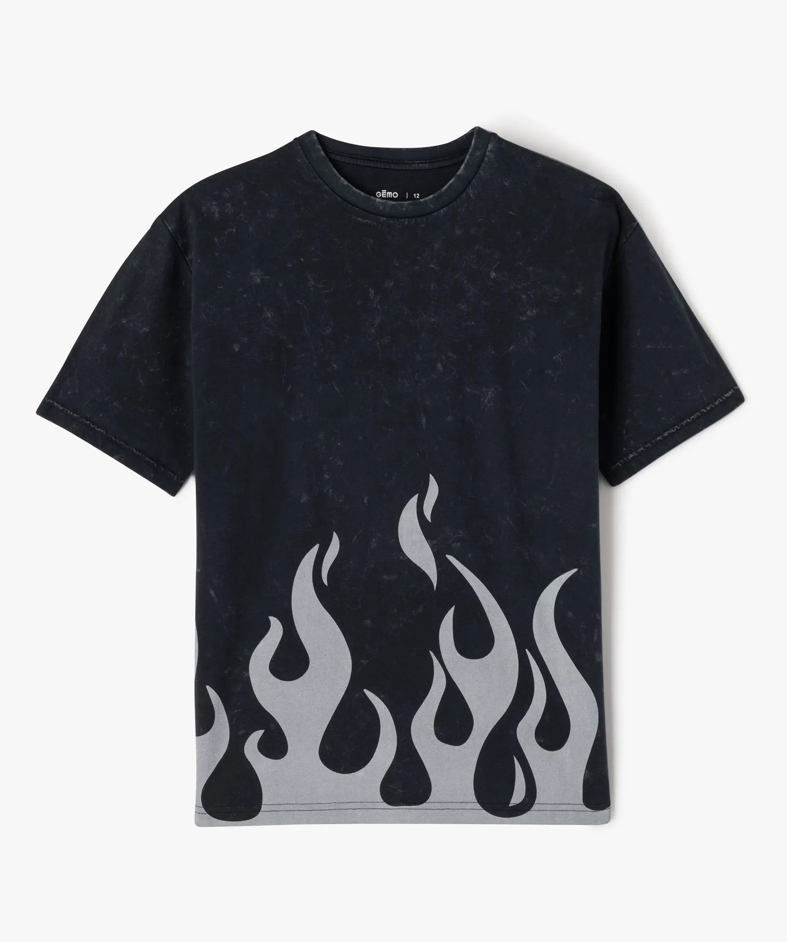 tee-shirt manches courtes tie-and-dye imprime flamme garcon noir tee-shirts