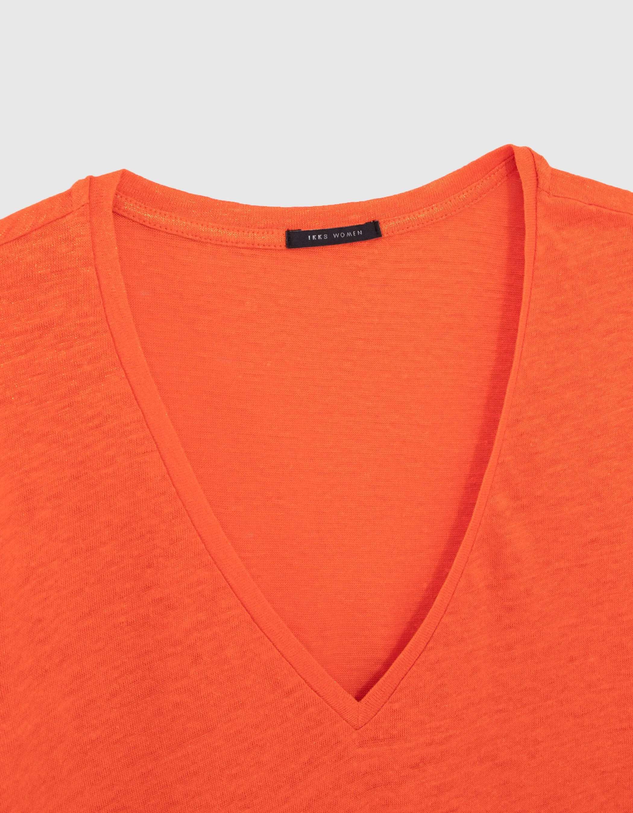 Tee-shirt orange en lin femme