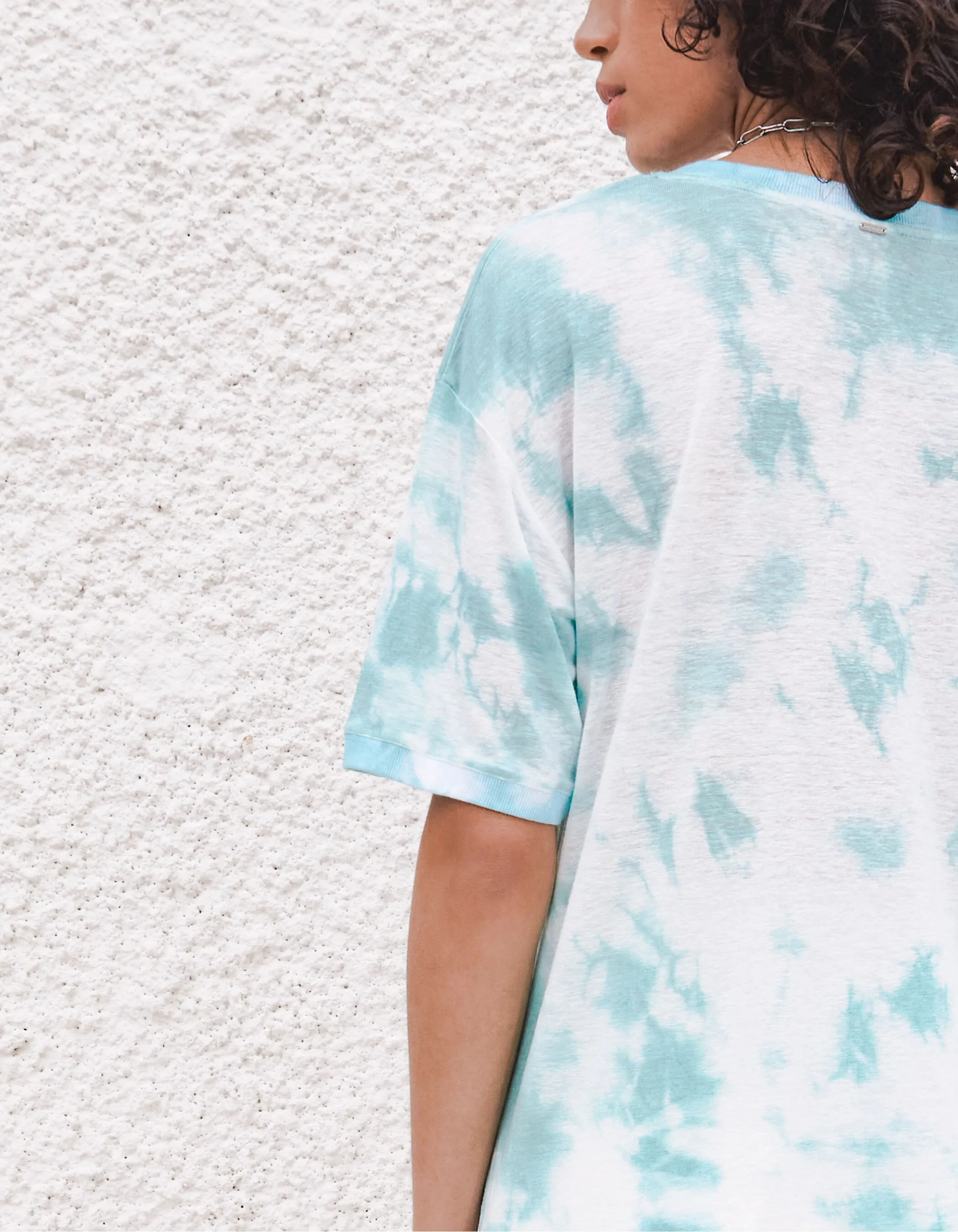 Tee-shirt tie & dye vert visuel message femme