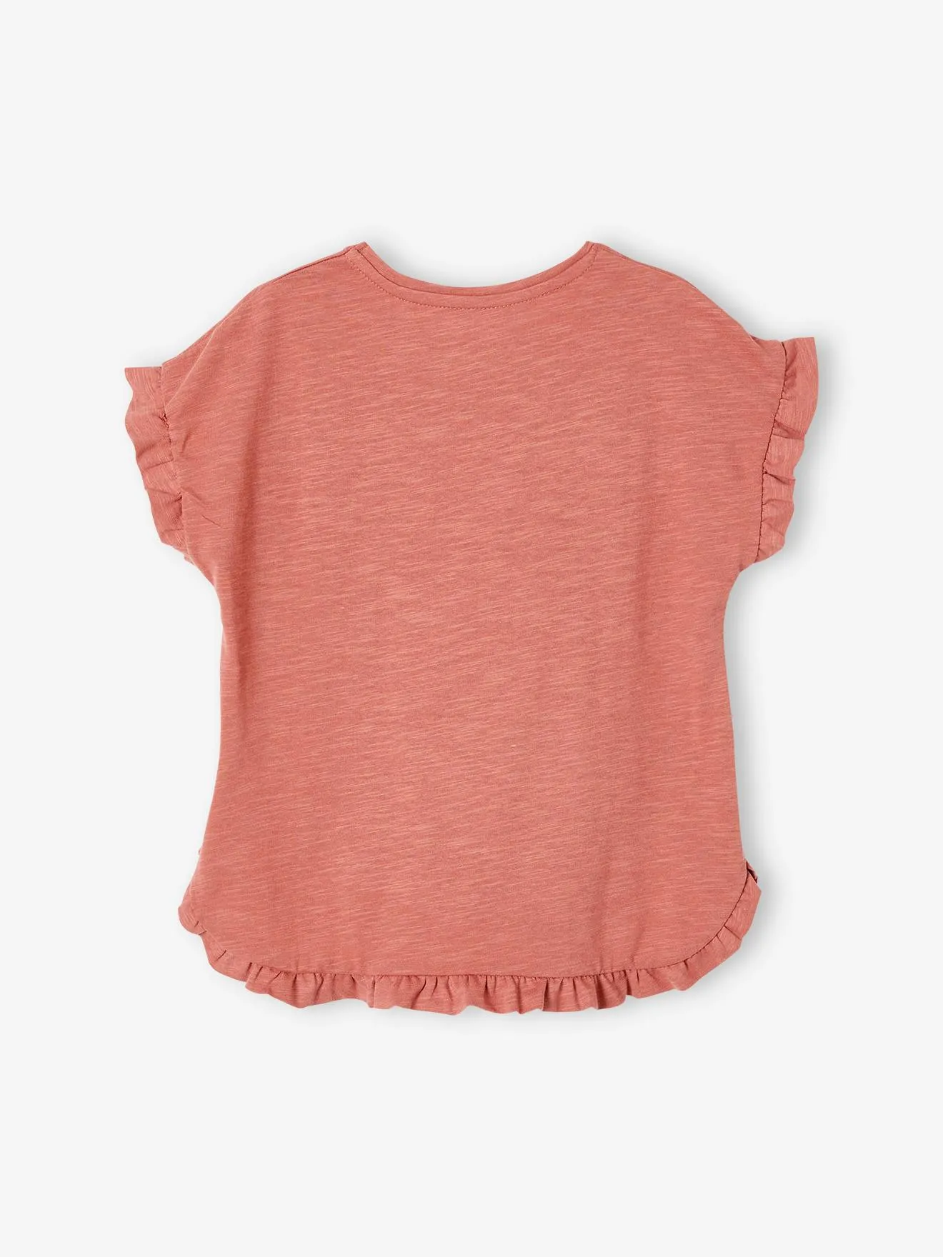 Tee-shirt volanté motif à sequins fille rose pâle - Vertbaudet