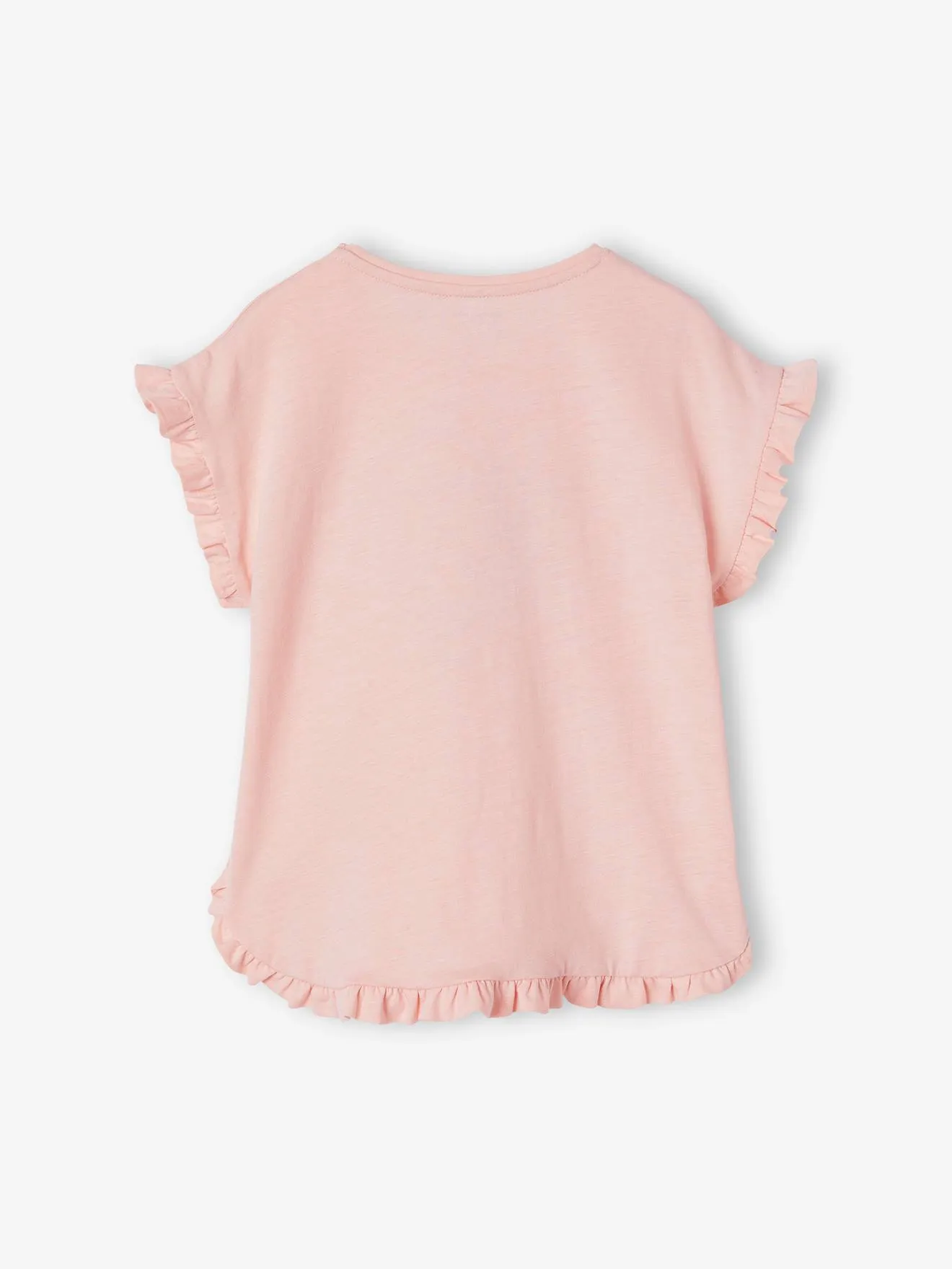 Tee-shirt volanté motif à sequins fille rose pâle - Vertbaudet