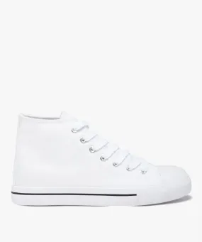 tennis en toile montante a bout renforce femme blanc baskets montantes