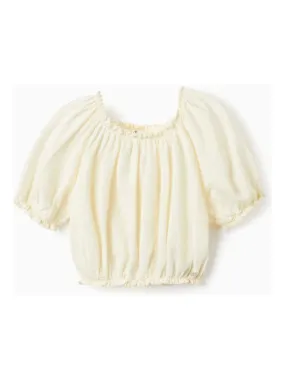 Top En Mélange De Lin Pour Fille manches courtes MATISSE - Blanc