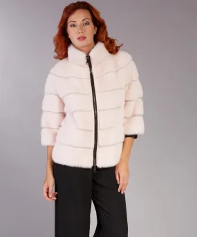 Veste en fourrure fermeture zip Romagna Furs rose - Fourrure en ligne