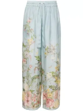 Zimmermann Waverly High-Waist Palazzo Trousers Blue