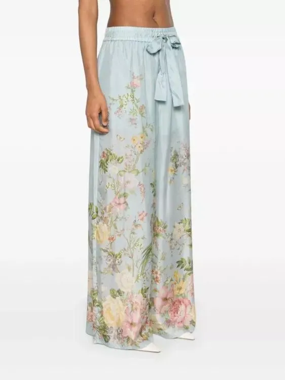 Zimmermann Waverly High-Waist Palazzo Trousers Blue